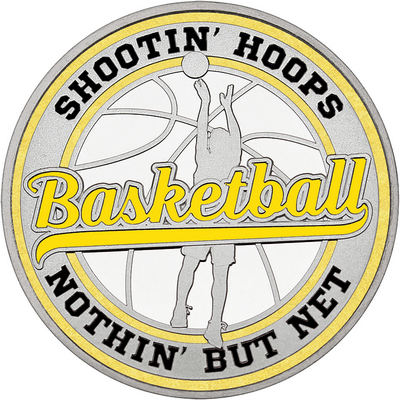 Yellow "Basketball" with Gold Outer Circular Borders